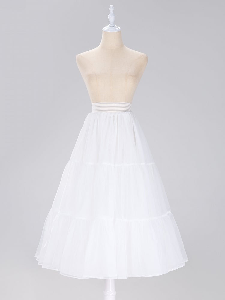 White 85cm Daily A-line Long Layered Petticoat