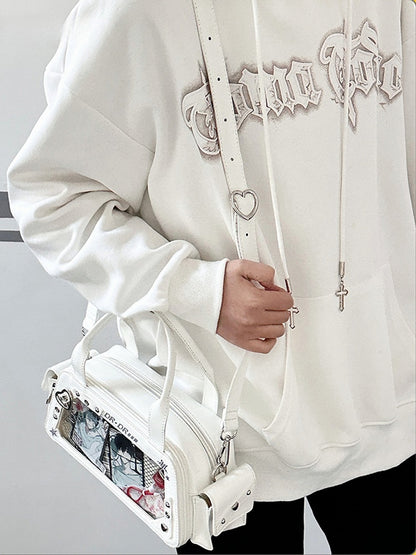 White Heart Buckle Decorated Ita Bag