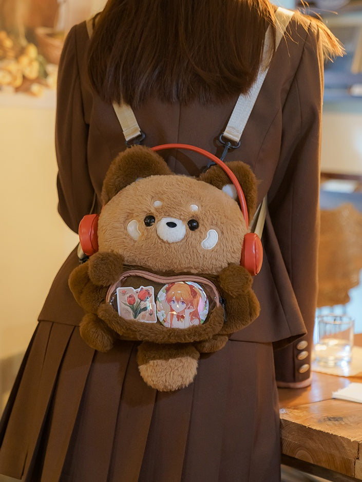 Brown Cute Red Panda-shaped Plush Backpack Middle/Large Size