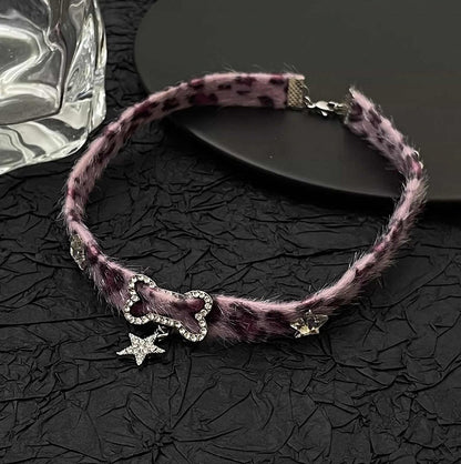 Purple Leopard Punk Choker