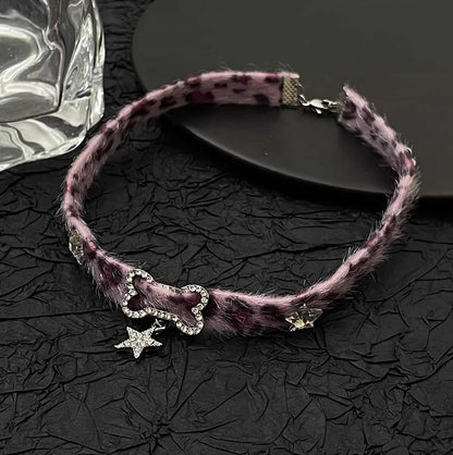 Purple Leopard Punk Choker