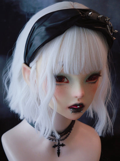 Black Gothic Criss-cross Heart Decorated Studs Design KC