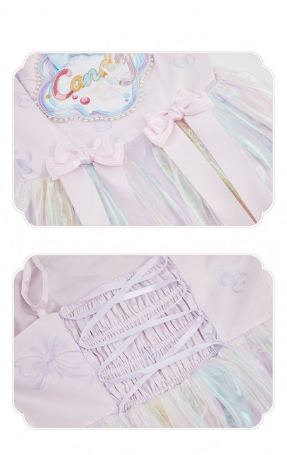 Light Purple Candy and Bead Decorated Spaghetti Straps Dress Sweet Lolita JSK