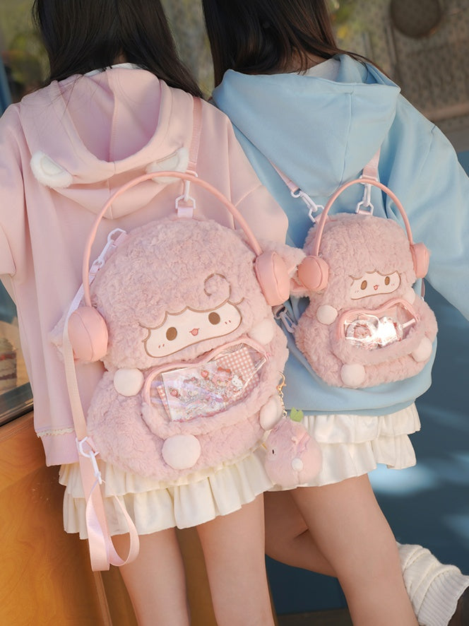 Pink Cute Lamb-shaped Plush Backpack Middle/Large Size