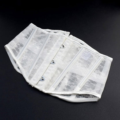 Black/White Steampunk Lace Waist Corset Belt