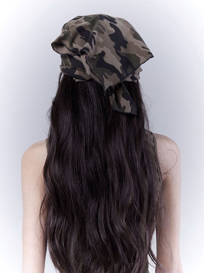 Camouflage Wasteland Punk Distressed Studded Triangle Scarf