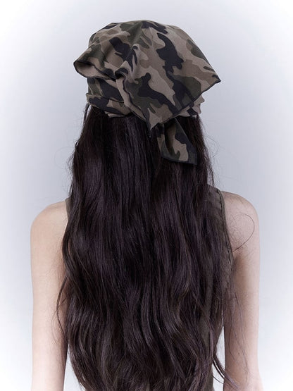 Camouflage Wasteland Punk Distressed Studded Triangle Scarf