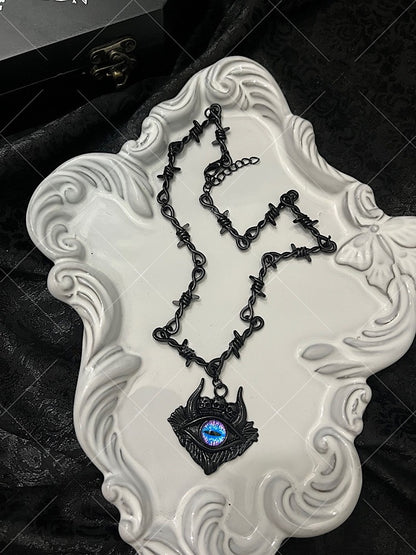 Red/Blue/Yellow/Orange Punk Rock Gothic Demon Eye Thorn Necklace