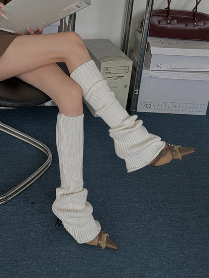 Off-white/Apricot/Red/Coffee/Dusty Purple/Black Knitted Leg Warmers