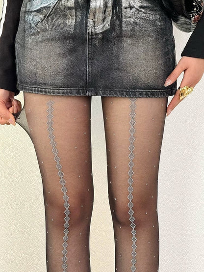 Black/White Polka-dot Pattern Tights