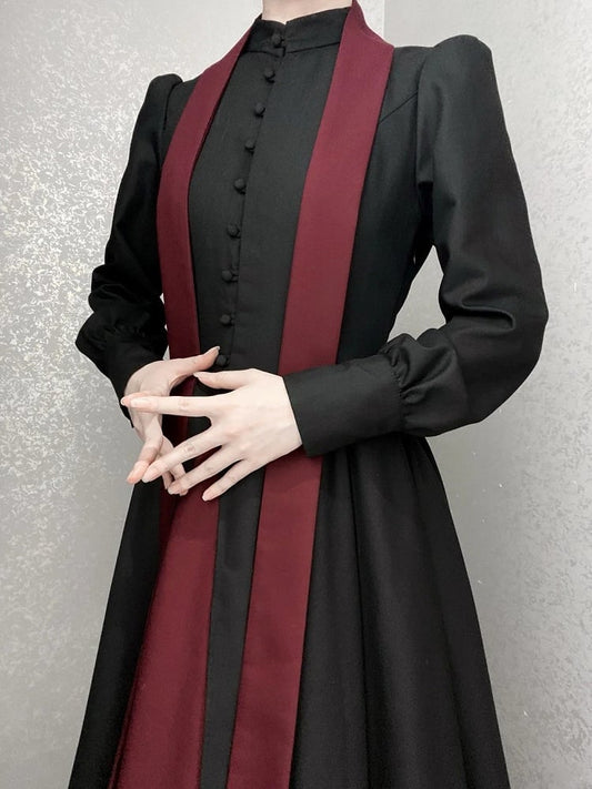 Black and Red Nun Lolita Long Sleeves Dress