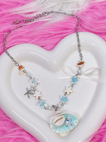Blue Y2K Star Shell Necklace