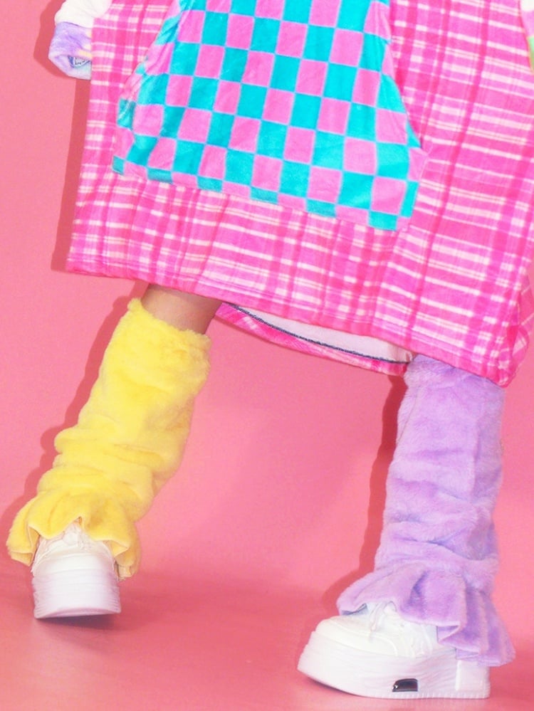 Purple&Yellow Plush Leg Warmers