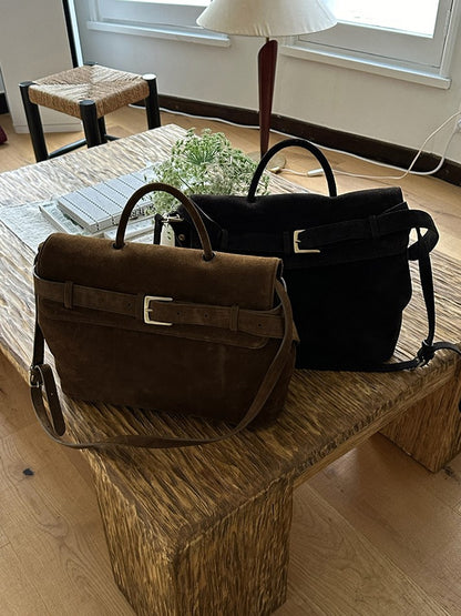 Vintage Dark Brown Crossbody With Buckle Closure In Elegance