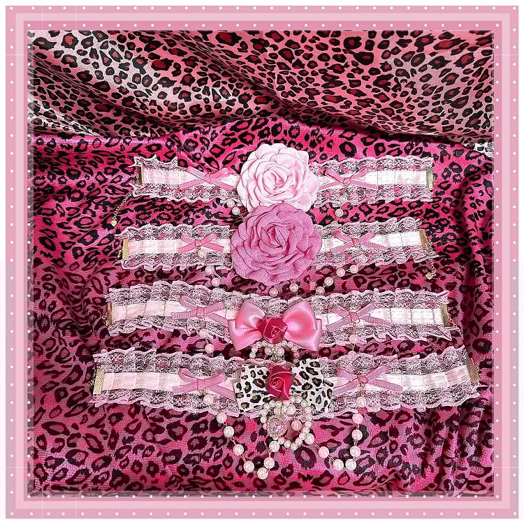 Hime Gyaru Showa Y2K Pink Rose Choker |4 Options with Beaded Chain