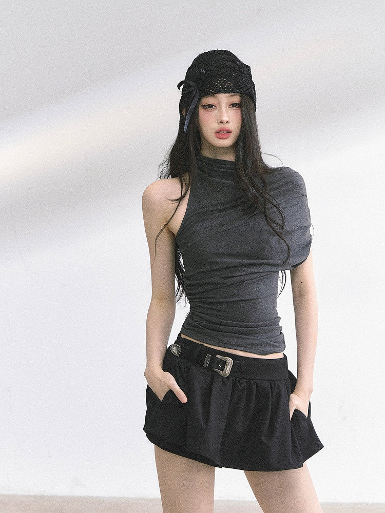 Gray Slim-fitting T-shirt Two Ways Wear