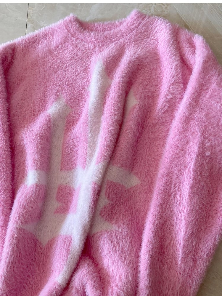 Cross Shaped Candlestick Pattern Pink Sweater
