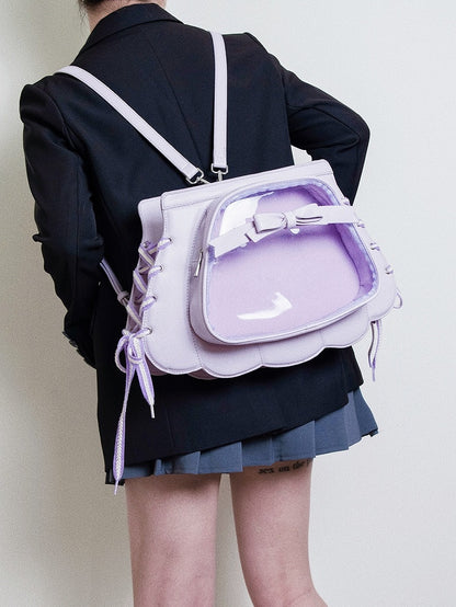 Purple Shell-shaped Bowknot PU Backpack Small/Large Size