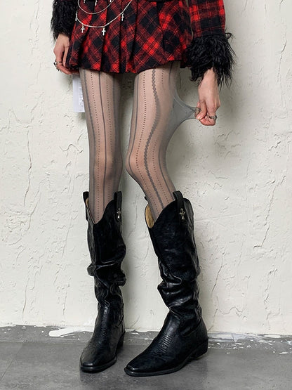 6 Color Options Y2K Striped Pattern Tights