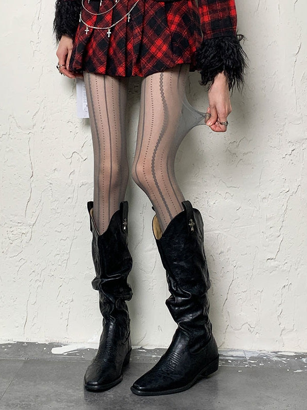 6 Color Options Y2K Striped Pattern Tights