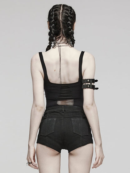 Black Punk Hollow Out Tank Top