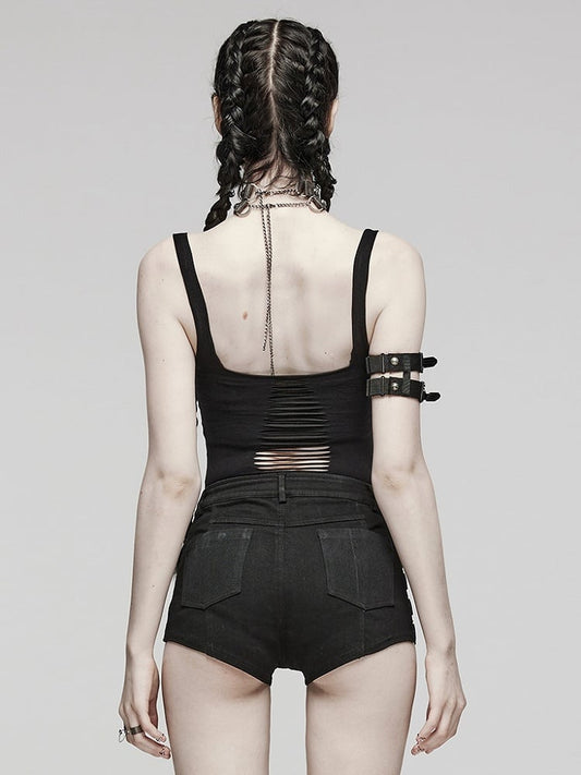 Black Punk Hollow Out Tank Top