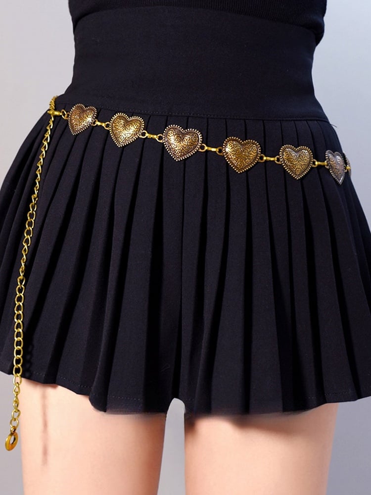 Silver/Bronze Y2K Heart Waist Chain