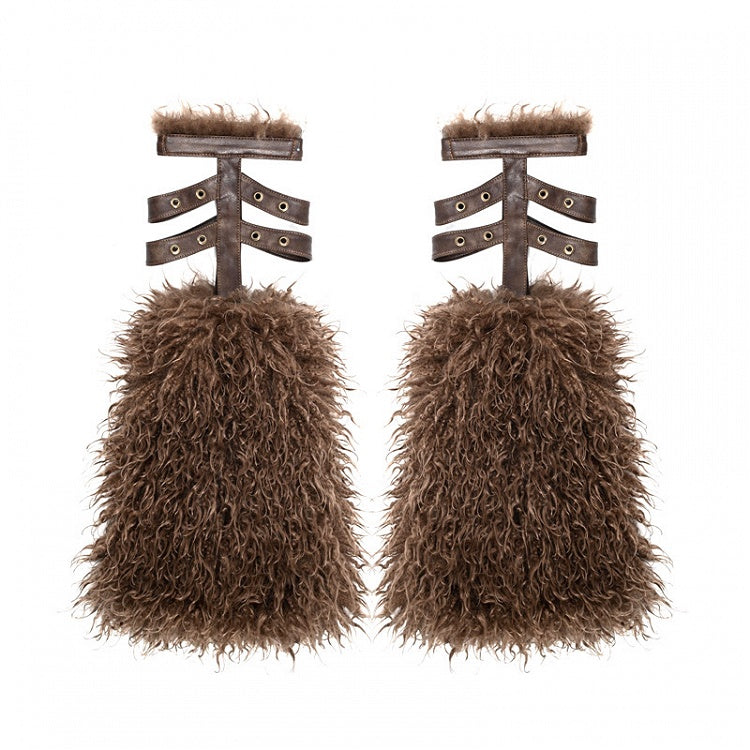 Brown Wasteland Punk Faux Fur Leg Warmers