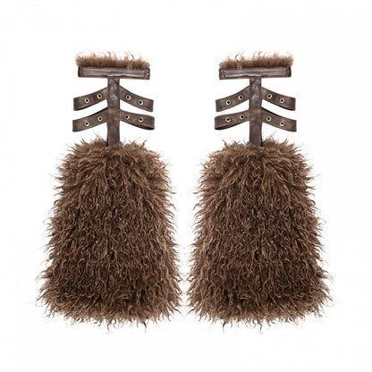 Brown Wasteland Punk Faux Fur Leg Warmers