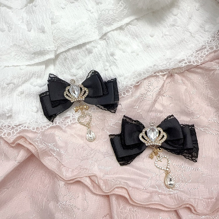 11 Colors Jirai Kei Crown Rhinestone Bow Hair Clip