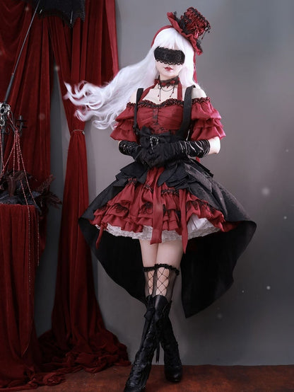 Bunny Theater Jacquard Black Train Corset with Bowknot Straps