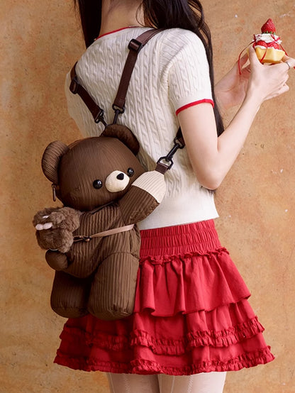 Brown Cute Bear Backpack/Crossbody Bag