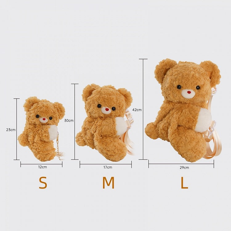 Dark Yellow Bear Plush Backpack Crossbody Bag Small/Middle/Large Size