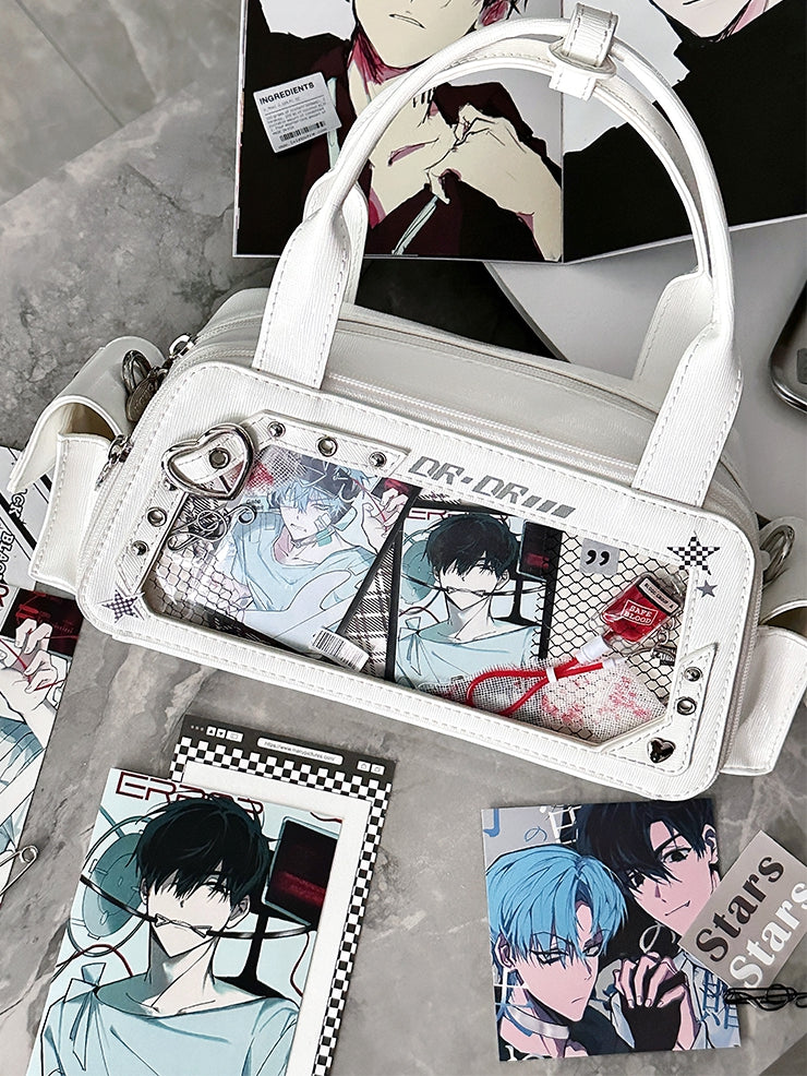 White Heart Buckle Decorated Ita Bag