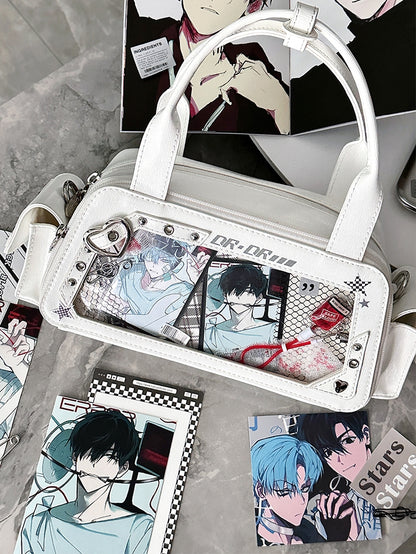 White Heart Buckle Decorated Ita Bag