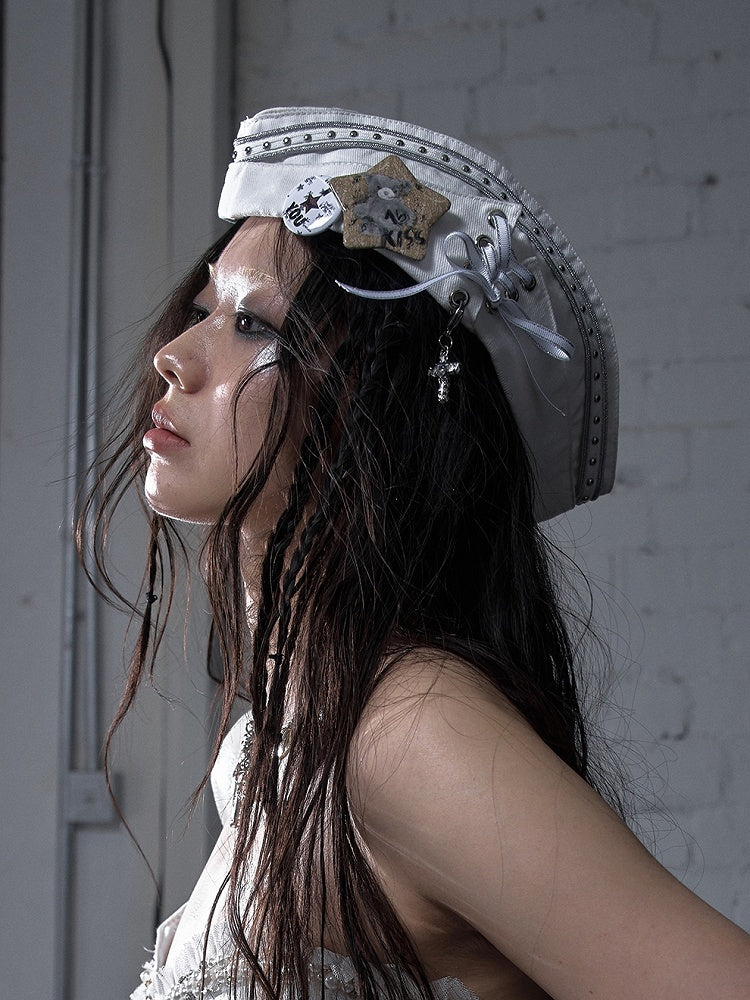 Punk Rock Distressed Design Graphic/Metal Badge Set