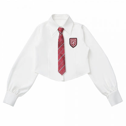 White Regular/Cutout Cropped Shirt with Numeric Logo