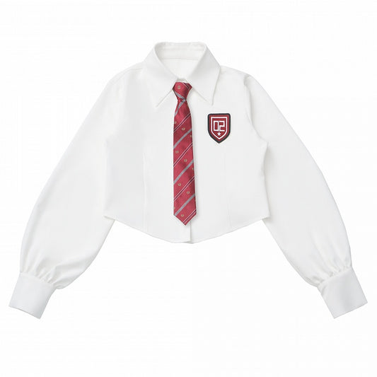 White Regular/Cutout Cropped Shirt with Numeric Logo