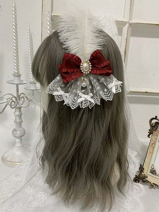 4 Colors Bowknot Details Gothic Elegant Feather Hairclip