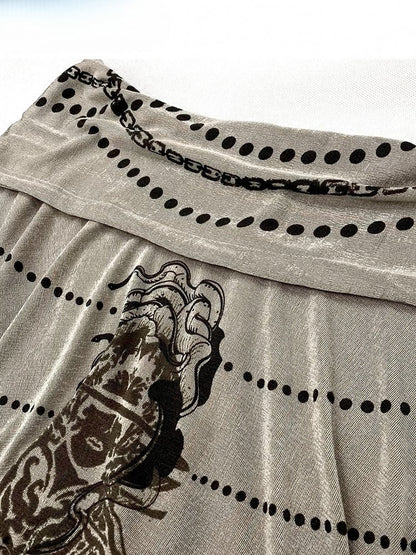 Khaki Millard Fashion Cowl Neckline Print Design Hoodie