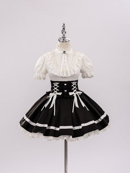 Black High Waist Jirai Kei Landmine Style Skirt