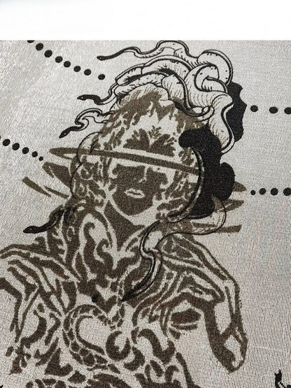 Khaki Millard Fashion Cowl Neckline Print Design Hoodie