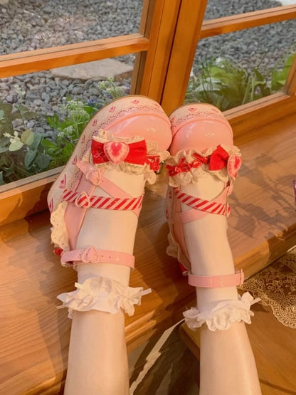Raspberry Strawberry Cake Pink Sweet Lolita Platform Mary Jane Shoes