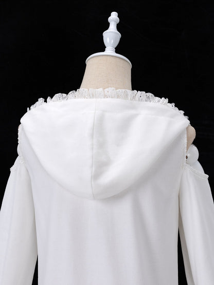 Gothic Charm Jirai Kei Hoodie with Lace and Cross Details