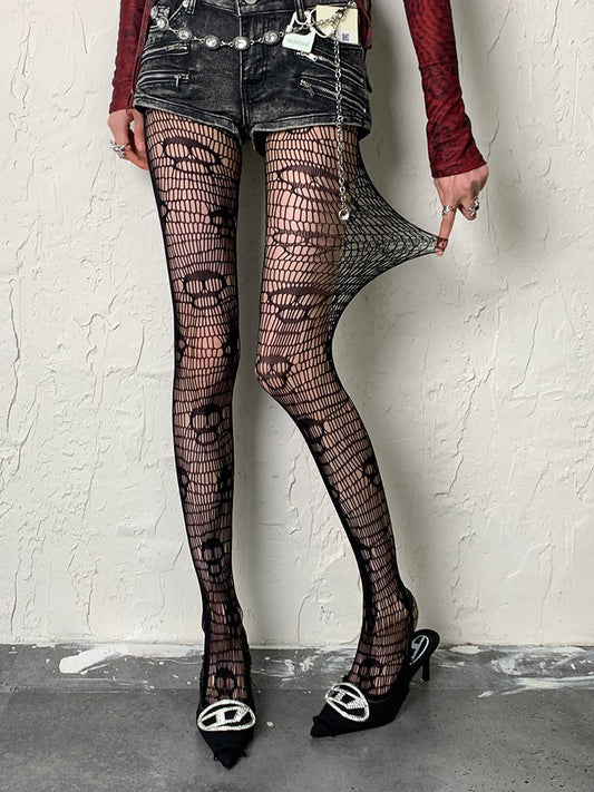 Black Gothic Skeleton Hollow-out Tights