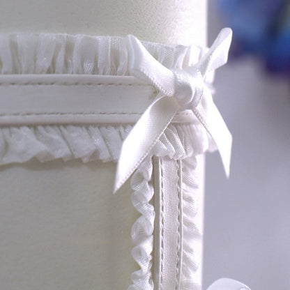 Black/White Y2K Bowknot Details Ruffled Garter