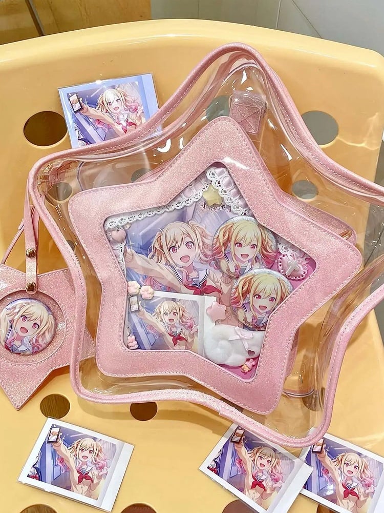 Pink PU Star-shaped Ita Bag Set with Detachable Badge Charm