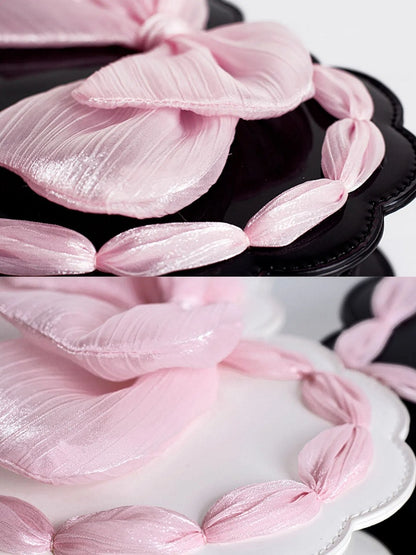 Lolita Heart-Shaped Pearl Handle Bag with Bow Detail & Adjustable Strap Two Colors Available