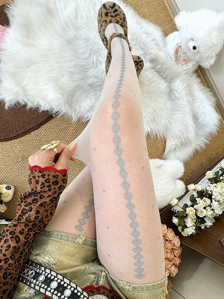 Black/White Polka-dot Pattern Tights