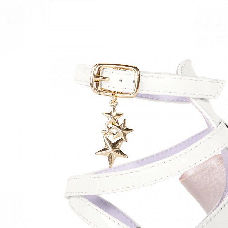Star Dream White High Heels Bow at Back